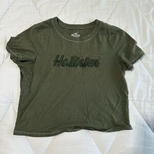 hollister dark green crop top
